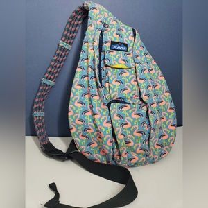 HTF Kavu Limited Edition Light Blue Lawn Ornament Flamingo Rope Bag